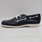 Webbs Boat Shoes Kids Size 2 C Vintage 80s Navy Leather Made in USA Deadstock - take2supply