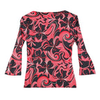 A. Byer Top Womens Small Y2K Red Black Swirl Metallic Knot Front 2-in-1 Layered - take2supply
