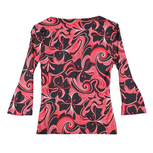 A. Byer Top Womens Small Y2K Red Black Swirl Metallic Knot Front 2-in-1 Layered - take2supply