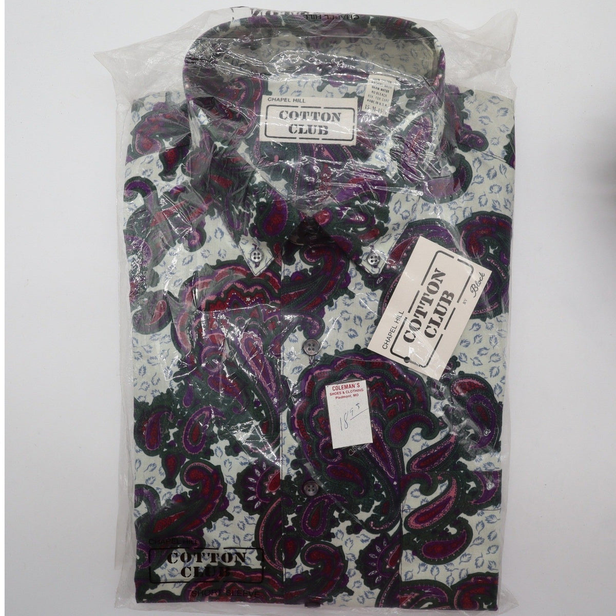 Cotton Club Chapel Hill Shirt Mens Medium Paisley Short Sleeve Cotton USA New - take2supply