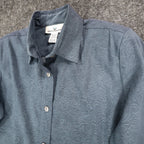 Erin London Women Small Blue Embossed Paisley Button Up Shirt Long Sleeve 81553 - take2supply