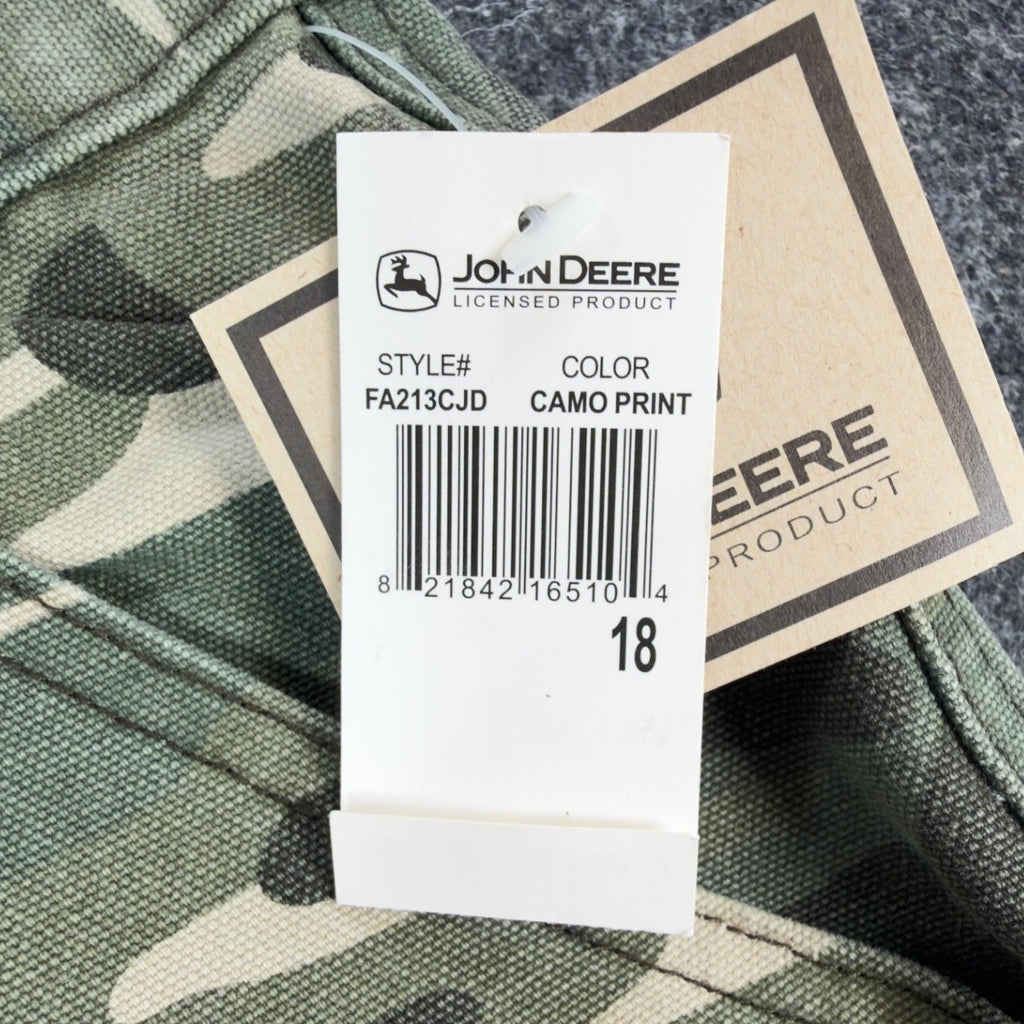 John Deere Carpenter Pants Boys Size 18 Green Camo Print Cotton Canvas NWT - take2supply