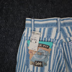 Lee Striped Denim Shorts Girls 8 Slim Vintage 90s USA Deadstock Blue White - take2supply