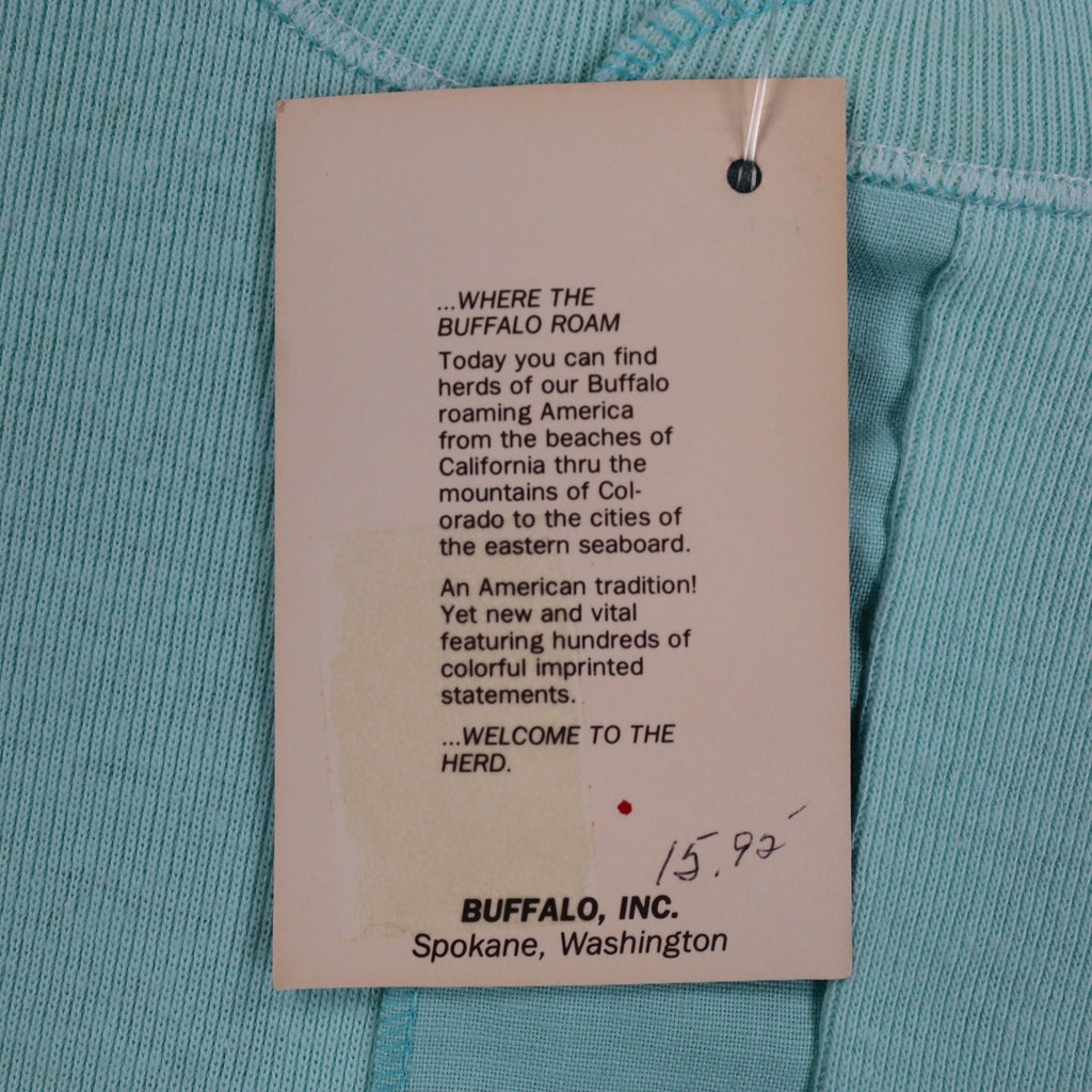 Buffalo Henley Shirt Mens Large Vintage Deadstock USA Made Aqua Blue Skier C1259 - take2supply