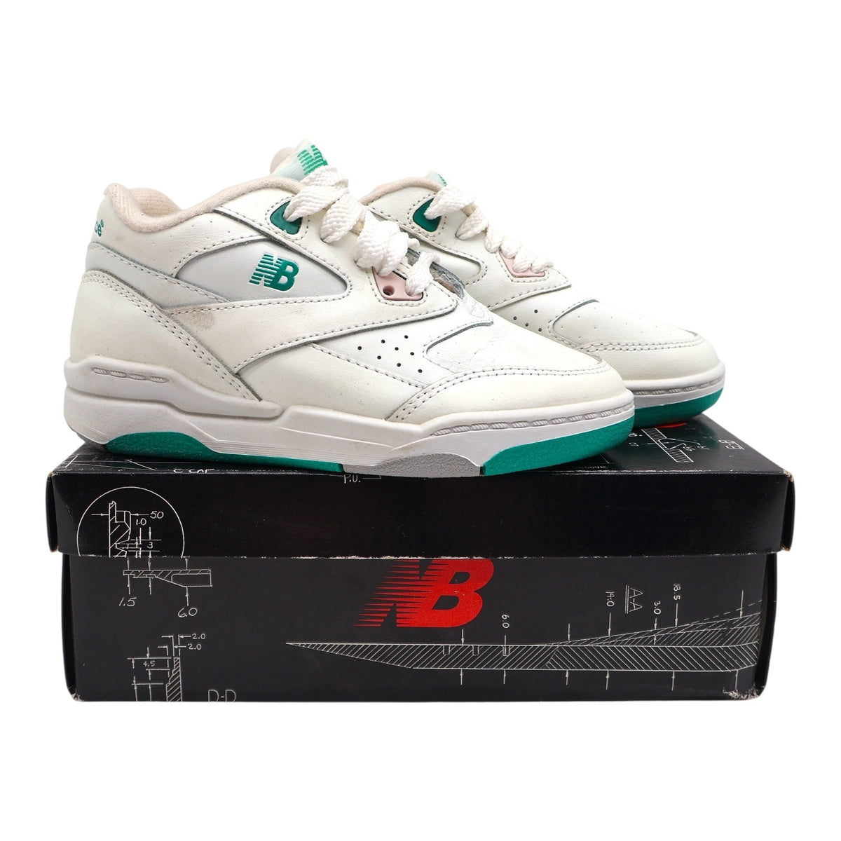 New Balance KC500GR Shoes Kids 11.5 M Vintage 90s White Green Leather Deadstock - take2supply