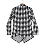 Lanalee Womens Houndstooth Knit Cardigan Open Front Black White Size Small