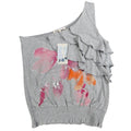 Jolt One Shoulder Top Womens Large Gray Floral Ruffle Smocked Hem NWT J0805F76 - take2supply
