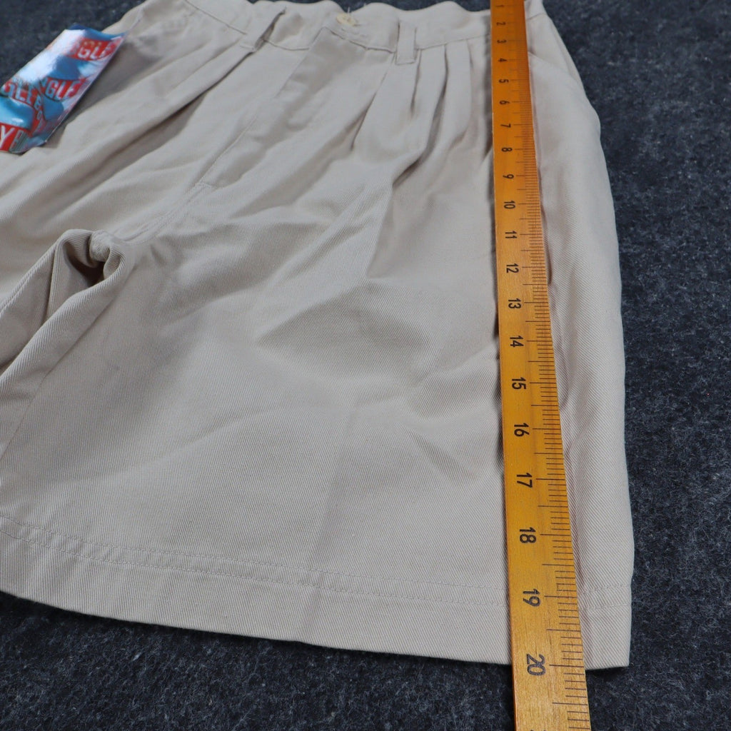 Bugle Boy Pleated Shorts Womens 9 Vintage 90s Khaki Deadstock 80705W27 - take2supply