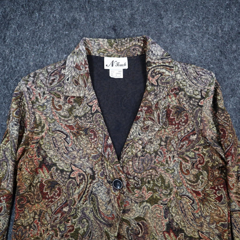 N Touch Paisley Blazer Womens Size S Brown Multi Metallic Single Button NWT - take2supply