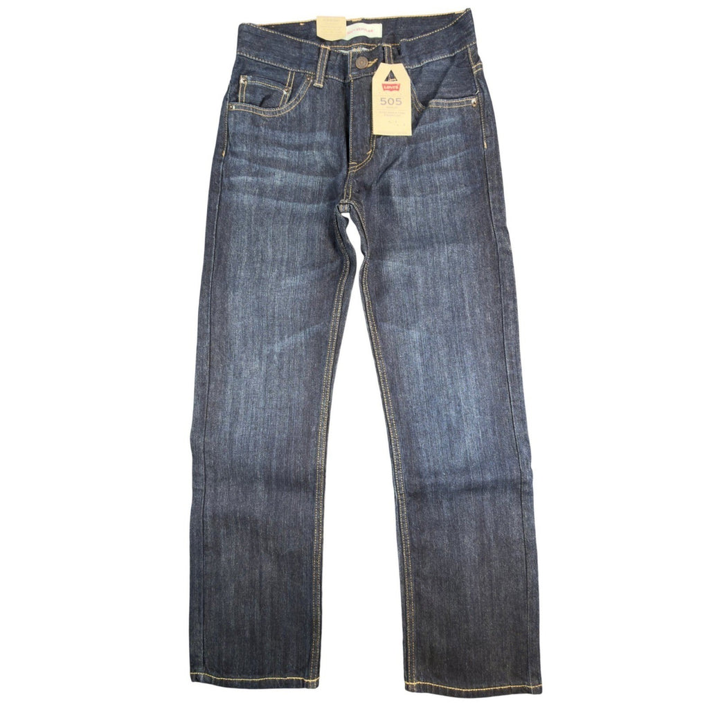 Levi's 505 Regular Fit Jeans Boys 14 Slim 25x27 Dark Wash Straight Leg Denim - take2supply