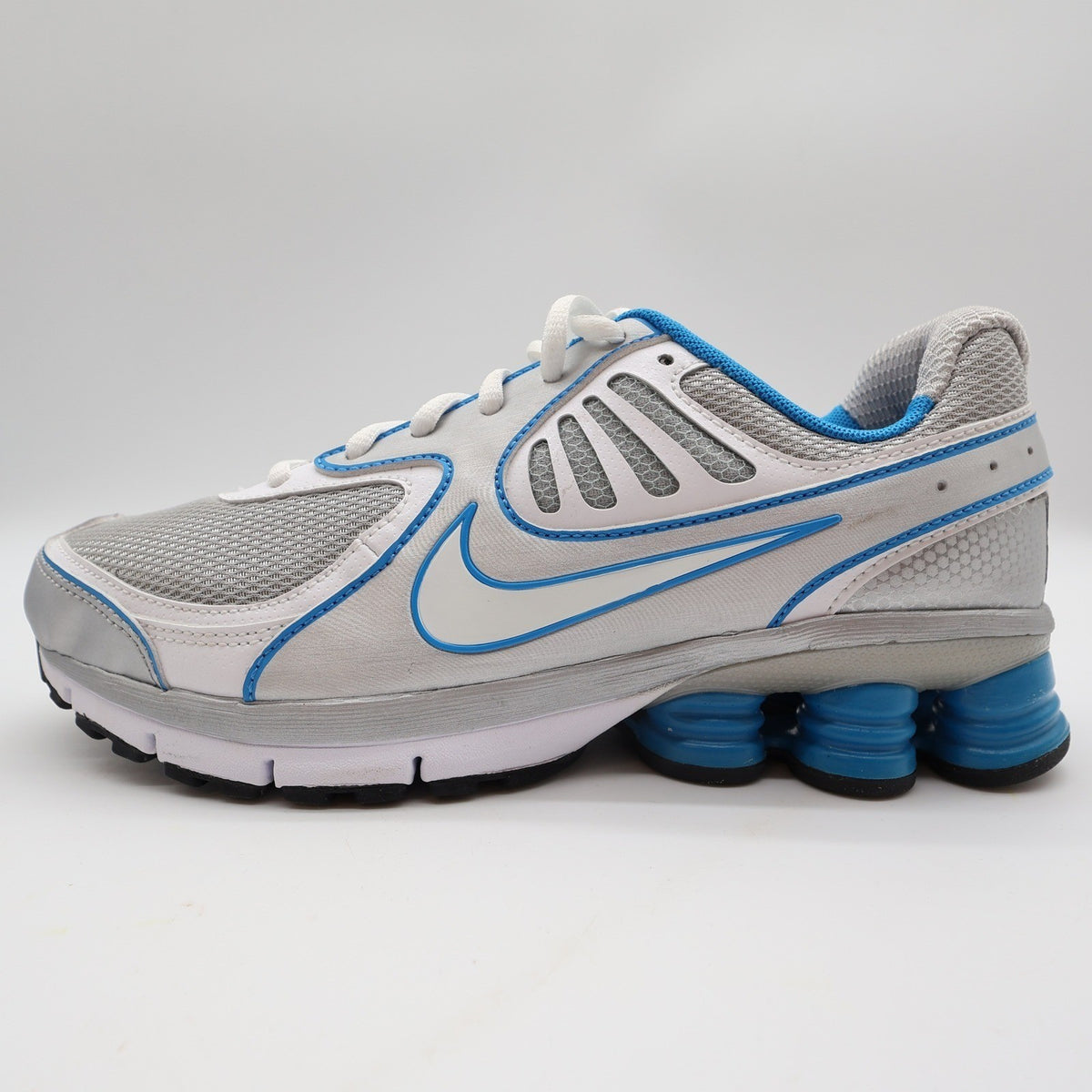 Nike Shox Qualify+ Womens 7 Silver Blue Running Shoes 396658-002 Y2K Style - take2supply