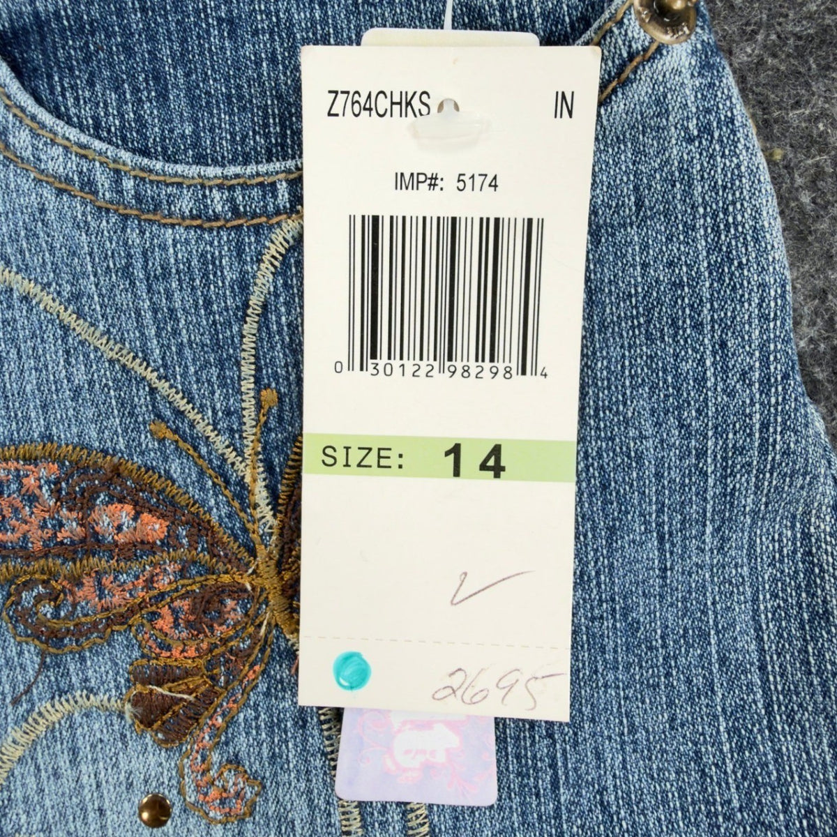 Jolt Y2K Butterfly Denim Skirt Girls 14 Blue Tiered Ruffle NWT - take2supply