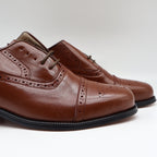 Conti Oxford Shoes Mens 9 D Vintage Brown Leather Cap Toe Brogue H1005 NOS - take2supply