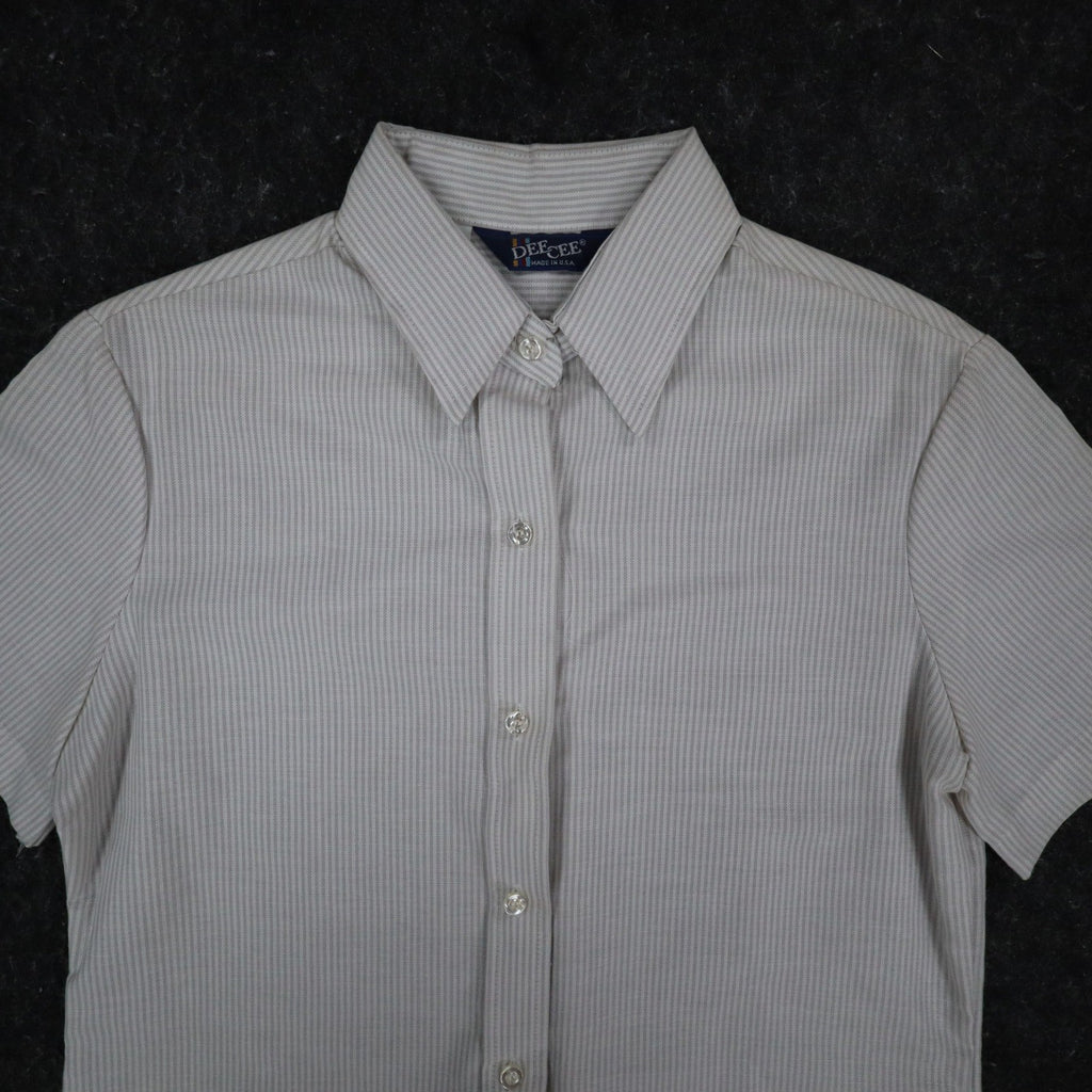 Dee Cee Striped Button Up Shirt Womens 9/10 Vintage 80s Gray Cotton Blend USA - take2supply