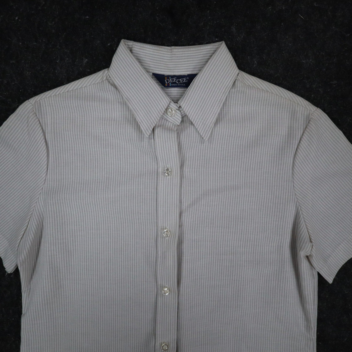 Dee Cee Striped Button Up Shirt Womens 9/10 Vintage 80s Gray Cotton Blend USA - take2supply
