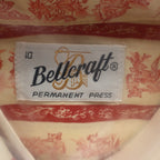 Bellcraft Shirt Boys 10 Vintage 70s Red Cream Toile Print Double Button Cuff NWT - take2supply