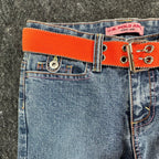 US Polo Assn Y2K Flare Jeans Girls 8 Blue Denim Stretch Belted NWT - take2supply
