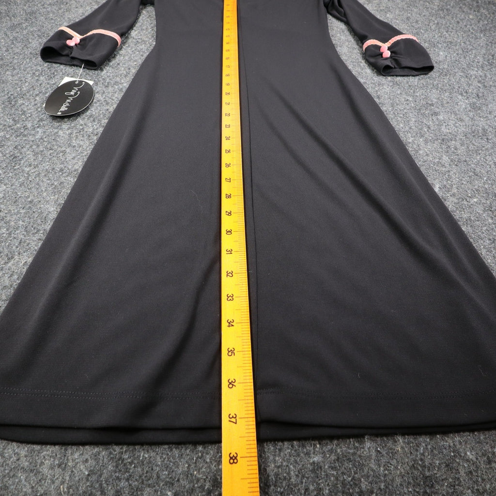 My Michelle Dress Womens Small Y2K Black Pink Bow V-Neck 3/4 Sleeve A-Line USA - take2supply