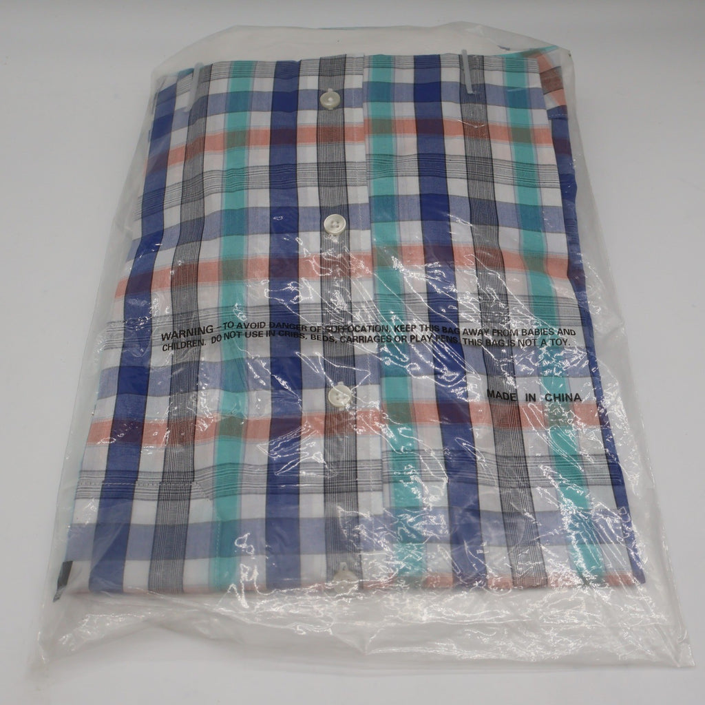 Cotton Traders Plaid Shirt Mens Medium Royal Blue Orange Check Button Down NWT - take2supply