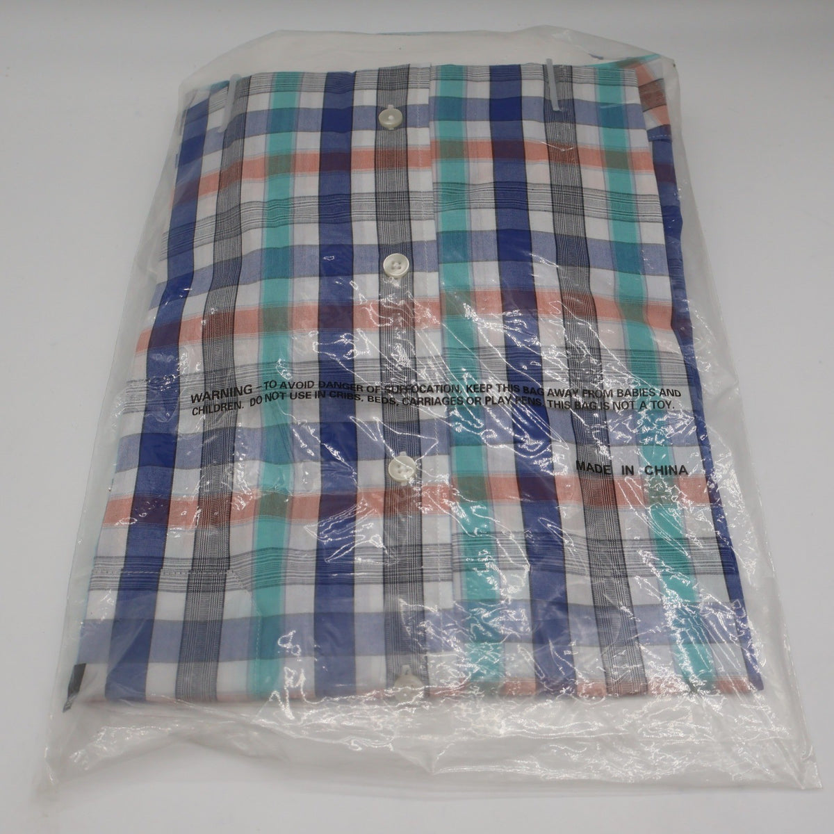 Cotton Traders Plaid Shirt Mens Medium Royal Blue Orange Check Button Down NWT - take2supply