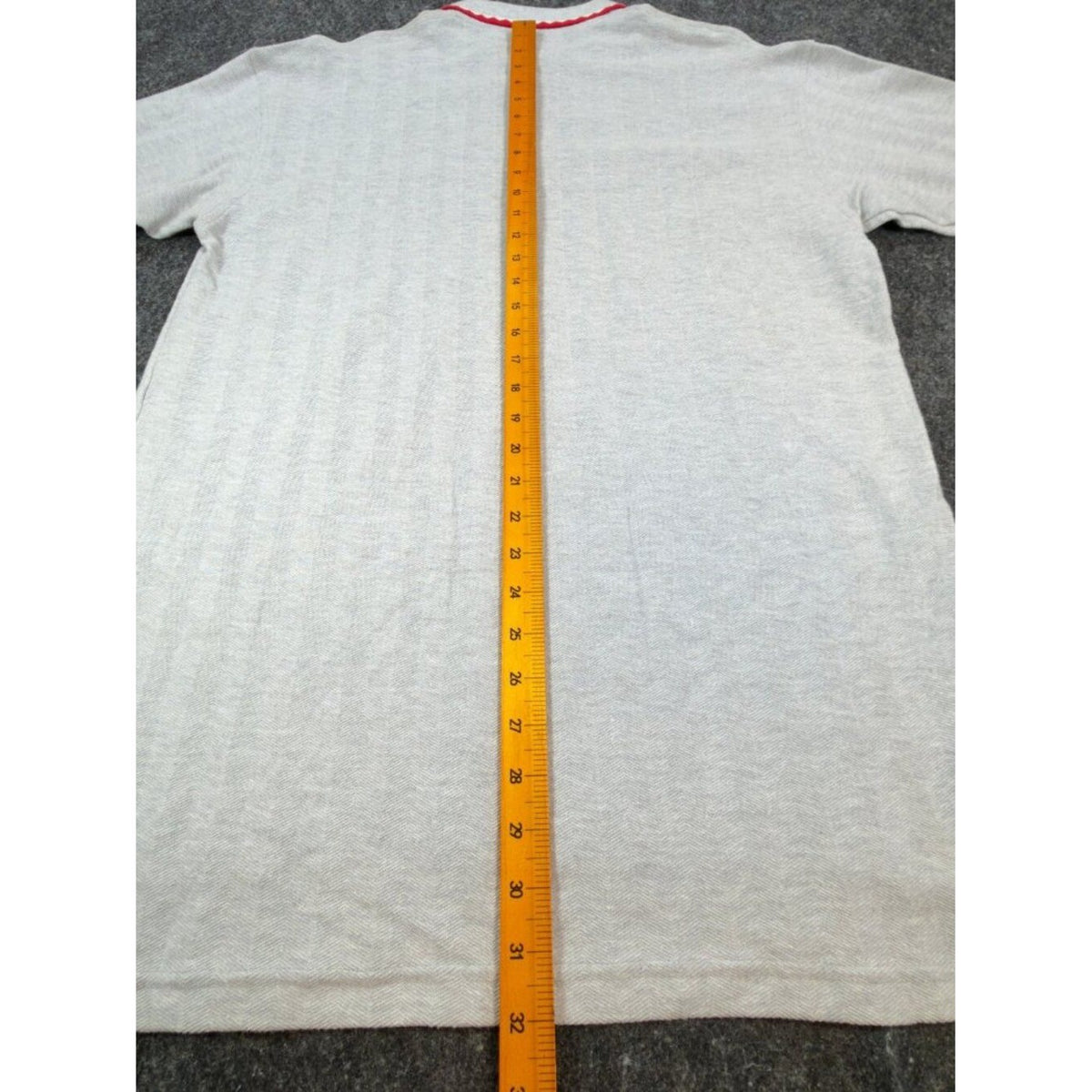 Vintage Cotton Deluxe Casuals Polo Shirt Mens Large Gray Red ZigZag Collar 90s - take2supply