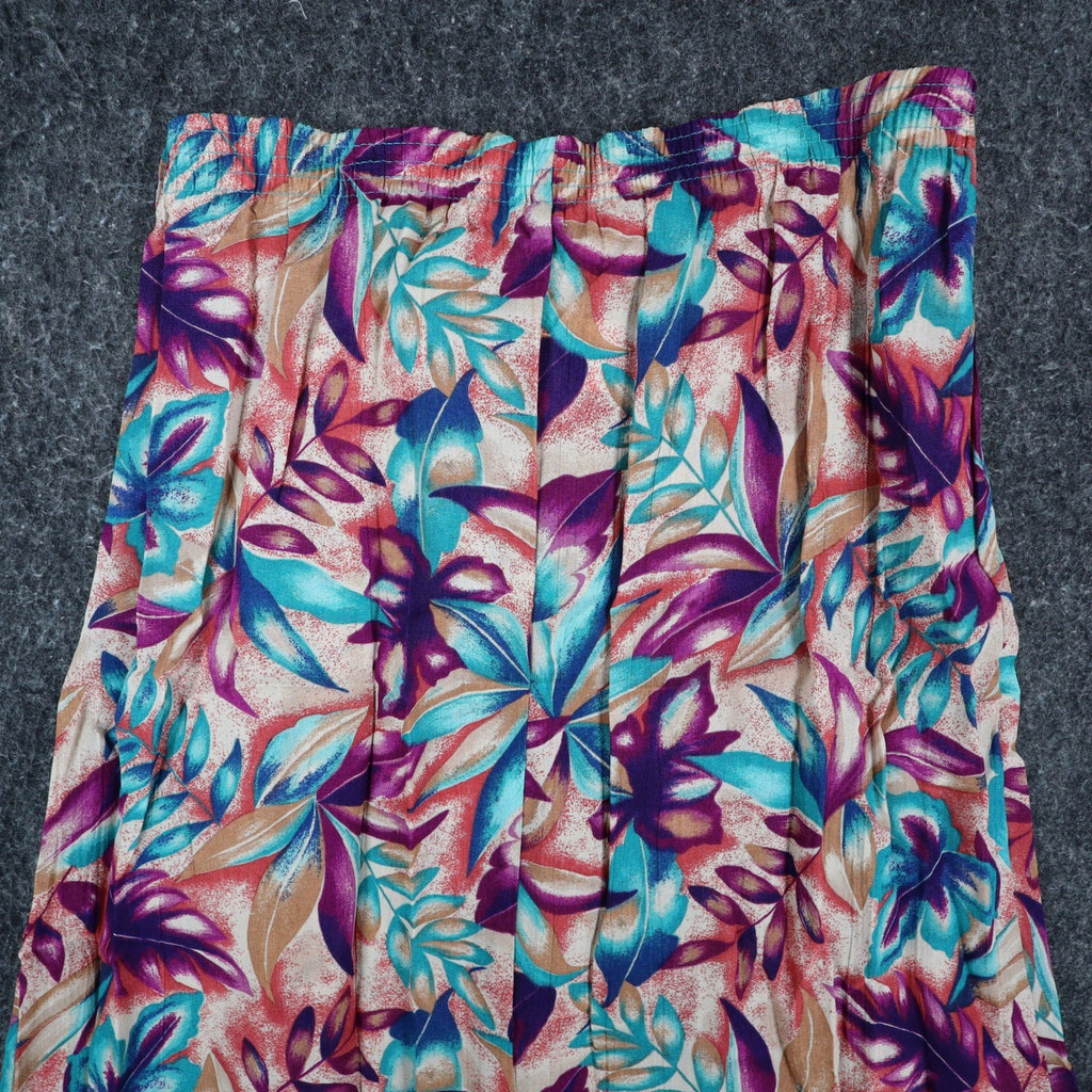 Xtrovert by Donnkenny Skirt Womens 8 Vintage 90s Rayon Tropical Floral Midi USA - take2supply