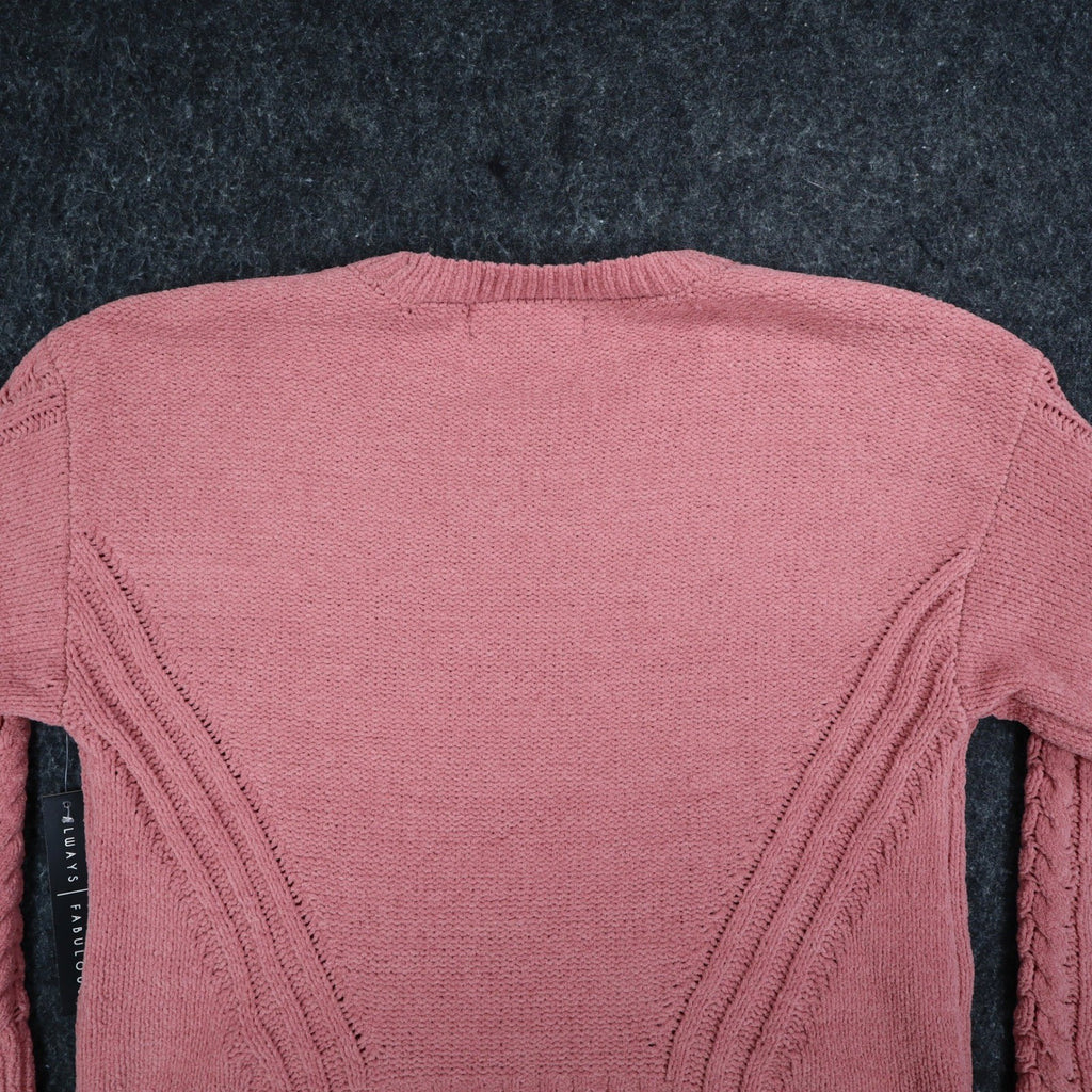 Absolutely Famous Chenille Cable Knit Sweater Womens XL Pink Scalloped AD1350 - take2supply