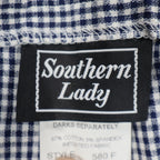 Southern Lady Pants Womens 12 Navy White Gingham Cotton Stretch Side Zip NOS - take2supply