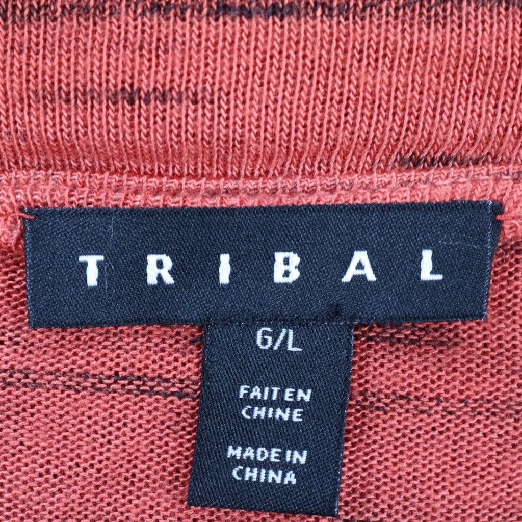 Tribal Top Womens Large Tawny Red Ombre Space Dye Asymmetrical Cowl Neck NWT - take2supply