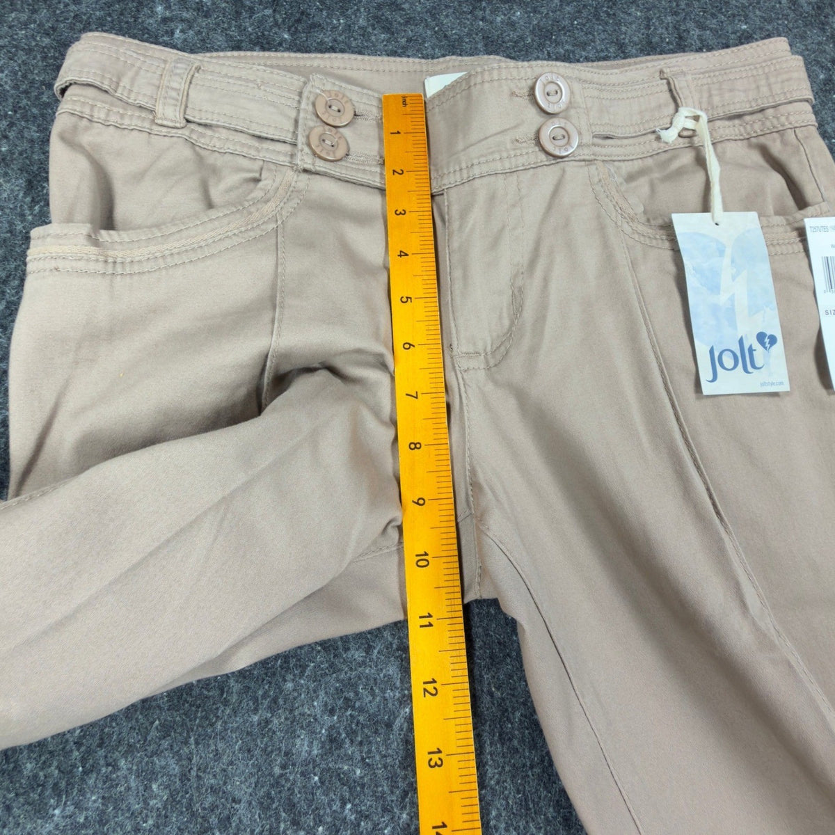 Jolt Y2K Flare Leg Trousers Juniors 13 Khaki Cotton Blend NWT - take2supply