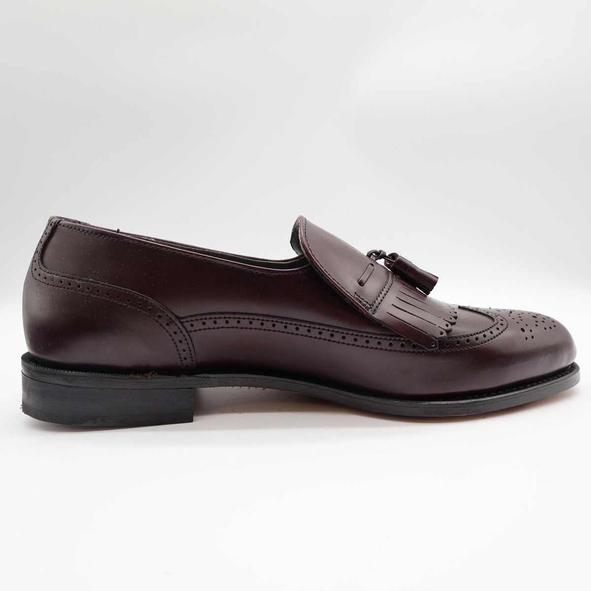 Dexter Brent Loafers Mens 12 WW Vintage Burgundy Leather Wingtip Tassel USA - take2supply