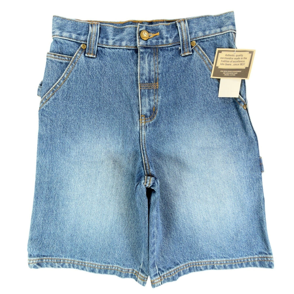 John Deere Y2K Carpenter Denim Shorts Boys 10 Blue Stone Wash NWT Deadstock - take2supply