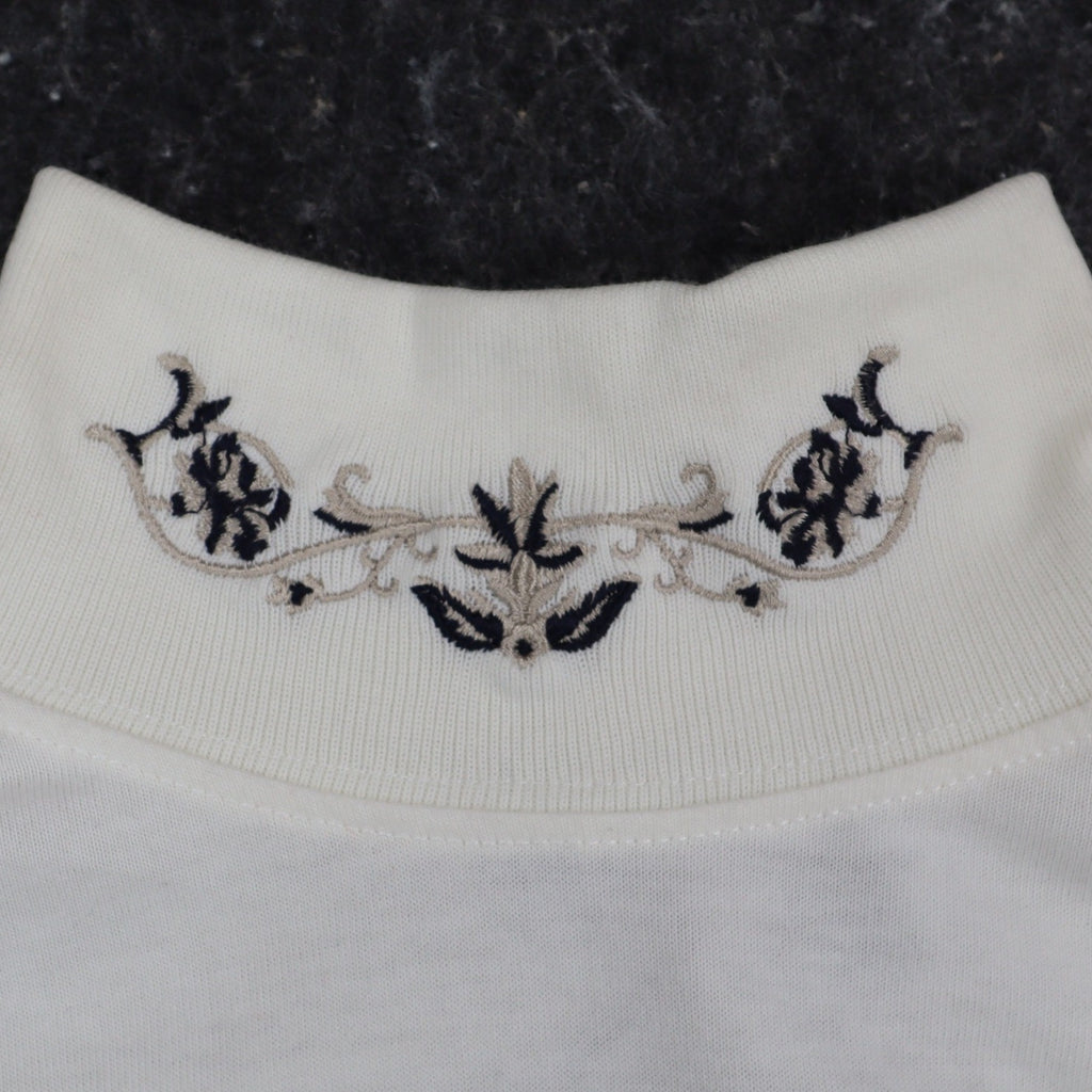 Lucia Mock Neck Top Womens Small Vintage 90s Ivory Embroidered Deadstock NWT - take2supply
