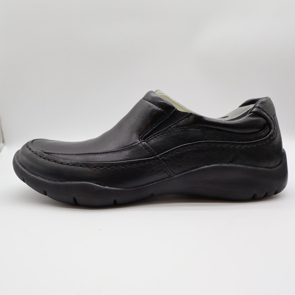 Hush Puppies Zone Slip On Loafers Mens 10 M Black Leather Comfort Shoes H100050 - take2supply