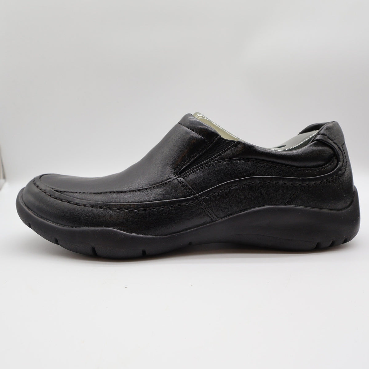 Hush Puppies Zone Slip On Loafers Mens 10 M Black Leather Comfort Shoes H100050 - take2supply
