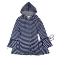 Erin London Womens L Navy White Striped Zip Hoodie Bell Sleeve Pockets NWT - take2supply