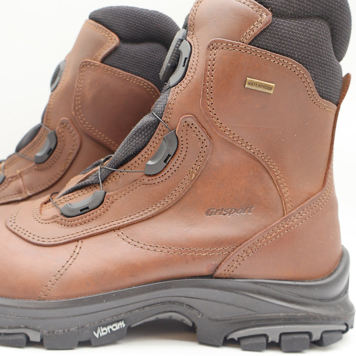 Close-up of the Grisport side logo, ankle panels and sole