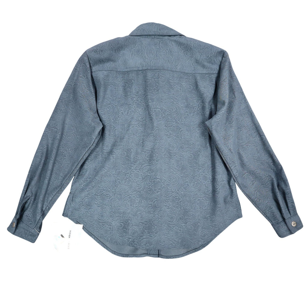 Erin London Women Small Blue Embossed Paisley Button Up Shirt Long Sleeve 81553 - take2supply