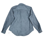 Erin London Women Small Blue Embossed Paisley Button Up Shirt Long Sleeve 81553 - take2supply