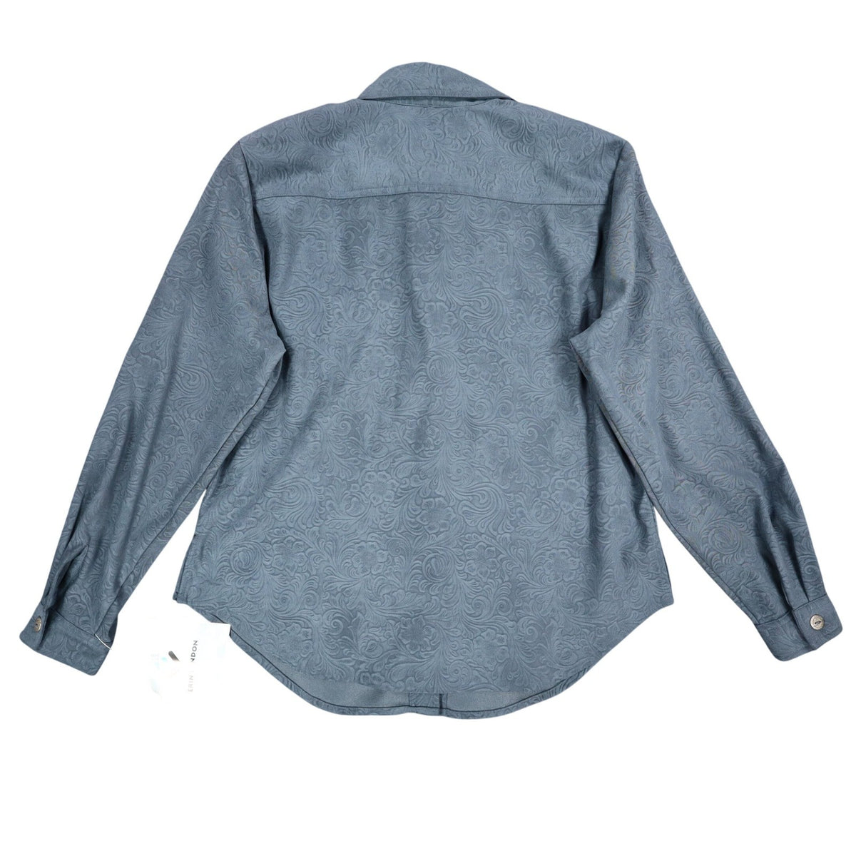 Erin London Women Small Blue Embossed Paisley Button Up Shirt Long Sleeve 81553 - take2supply