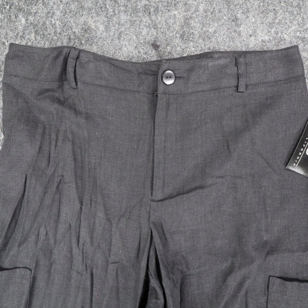 AGB Byer California Cargo Pants Womens 10 Y2K Black Linen Blend Wide Leg New - take2supply