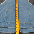 Vocal Denim Vest Womens XL Blue Cotton Studded Rhinestone Frayed Raw Edge Vest - take2supply