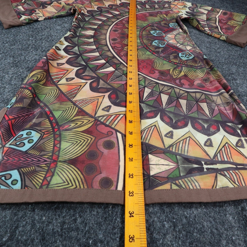 Mismash Carcara Dress Womens Small Brown Boho Mandala Print Bell Sleeve Mini - take2supply