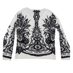 Pierri New York V-Neck Sweater Womens Size M Black White Embellished Baroque - take2supply