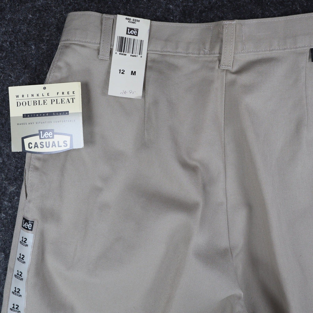 Lee Casuals Pleated Chino Pants Womens 12 M Khaki Cotton Wrinkle Free NWT - take2supply