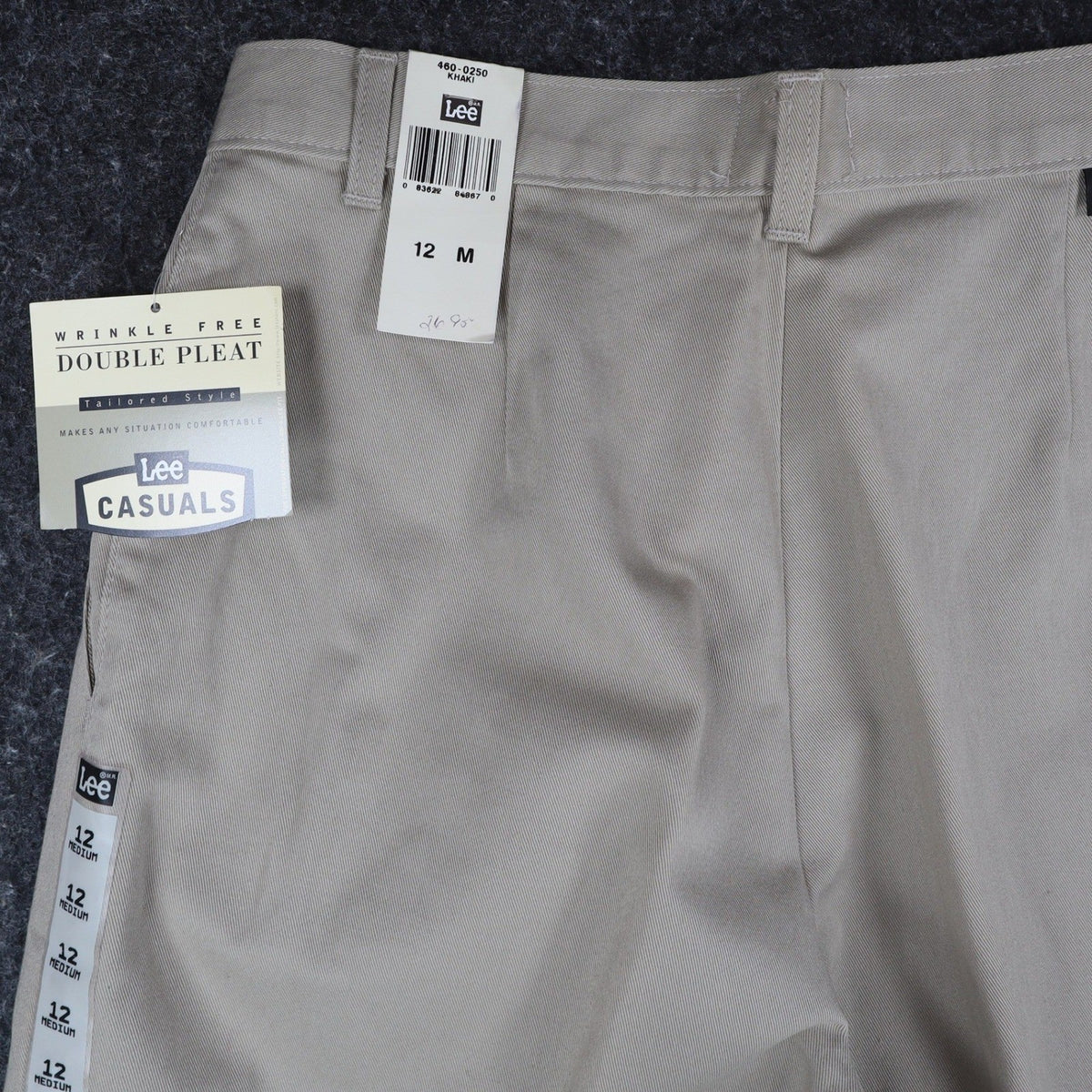Lee Casuals Pleated Chino Pants Womens 12 M Khaki Cotton Wrinkle Free NWT - take2supply