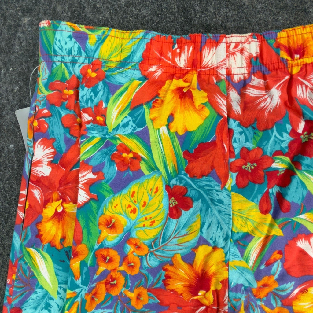 Vintage That's Me! Floral Shorts Womens 7/8 90s Hawaiian Tropical Cotton NWT USA - take2supply
