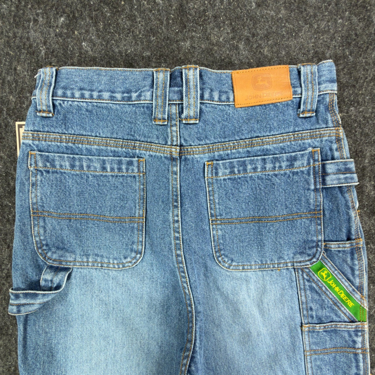John Deere Y2K Carpenter Denim Shorts Boys 16 Stone Wash Blue NWT Vintage Style - take2supply