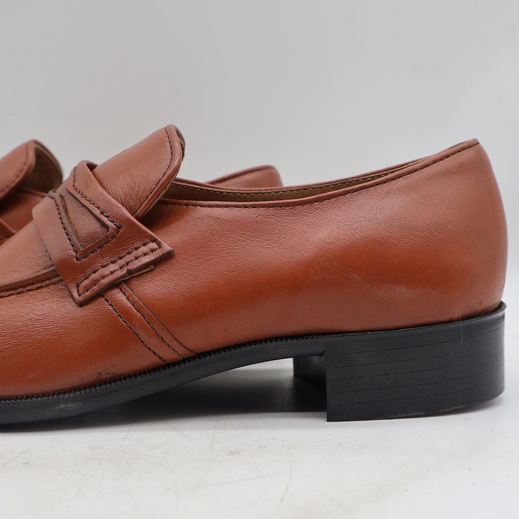 Barclay Penny Loafers Mens 8.5 D Vintage Brown Leather Moc Toe Made in USA - take2supply