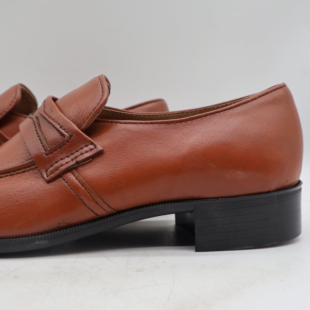 Barclay Penny Loafers Mens 8.5 D Vintage Brown Leather Moc Toe Made in USA - take2supply